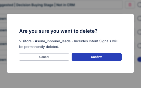 Delete pop up
