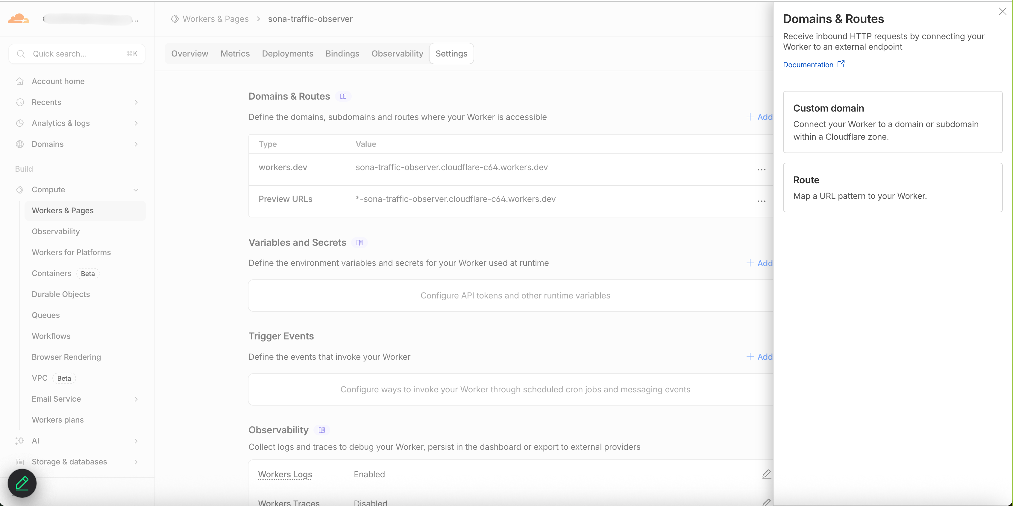 Add panel with Route option