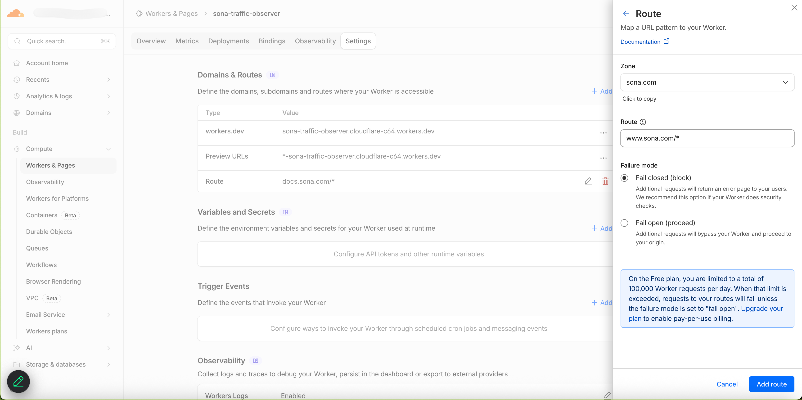 Route for www.sona.com