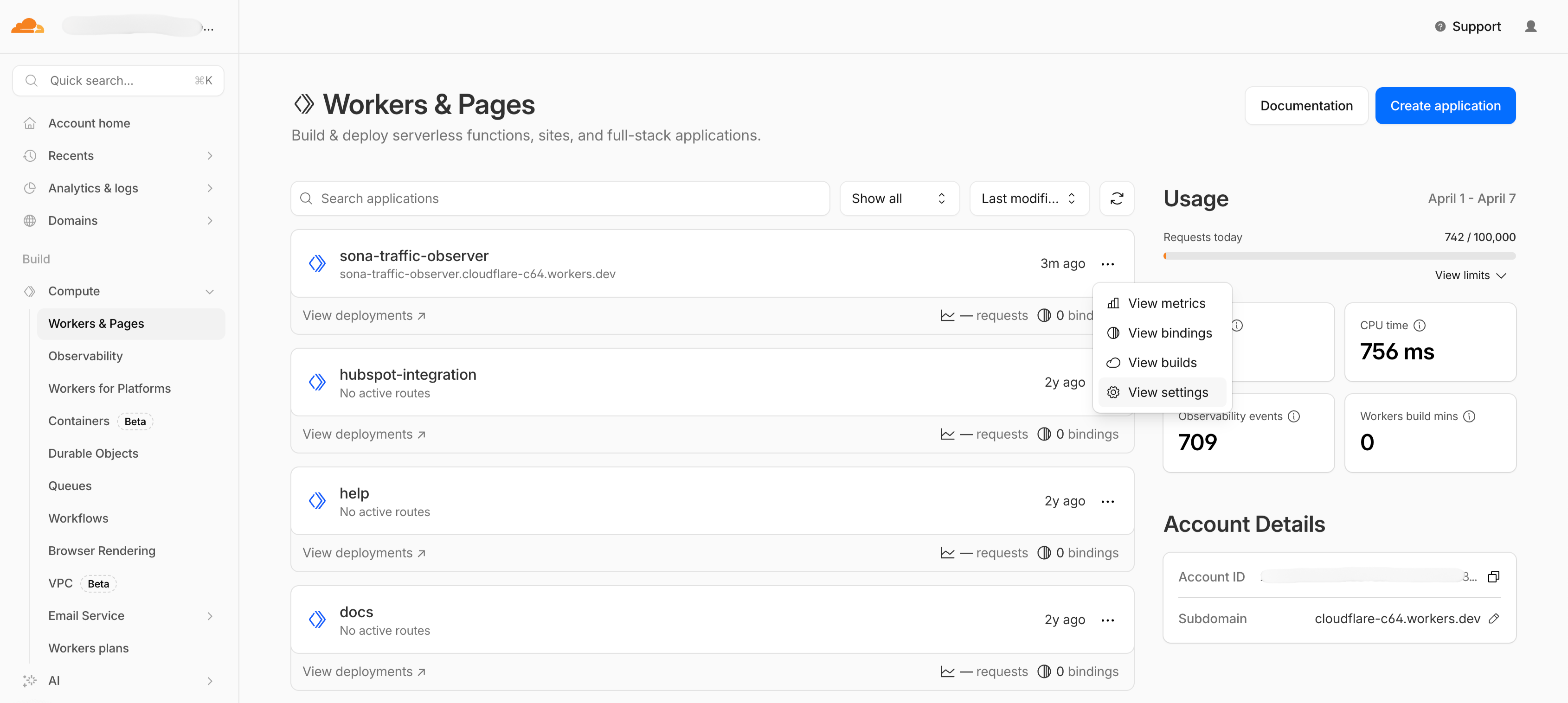 Workers & Pages list