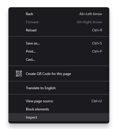context menu
