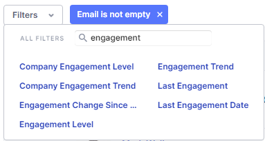 Filters dropdown