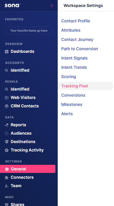 Zoomed in general settings sidebar